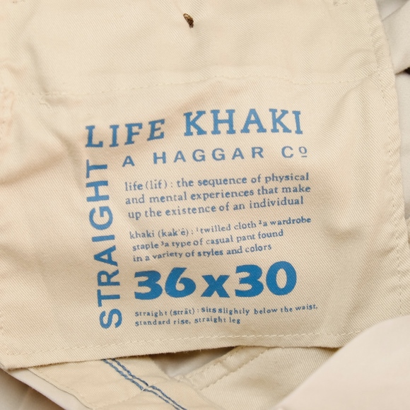 Hagger Life Khaki Mens Pants 36x30 Tan Cotton - Picture 4 of 6